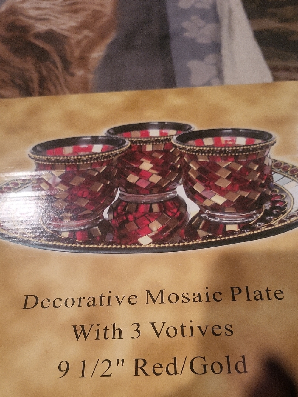 Nordstrum Mosaic Plate And 3 Votives Mosaic 9 /2 Beautuful Box Setv - Picture 2 of 4